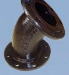 Double-flanged 45° bend